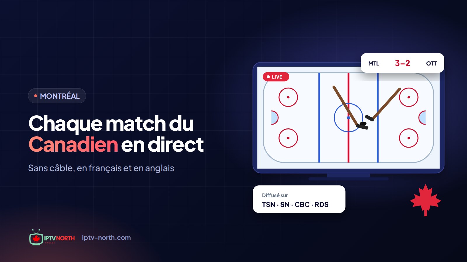 Match des Canadiens de Montréal diffusé en direct sans câble sur la télé d'un appartement montréalais