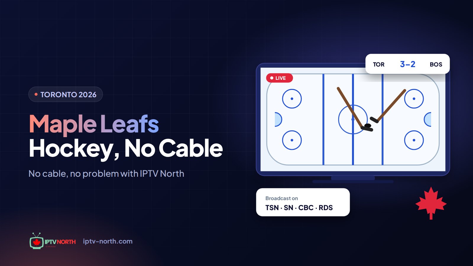 Maple Leafs 2026 season on a TV streamed with no cable in a Toronto home